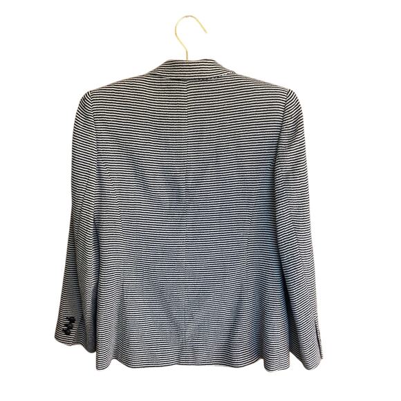 Emanuel Ungaro Blazer Black White Striped Textured 3 Button Lined size 4/38 - Picture 2 of 15